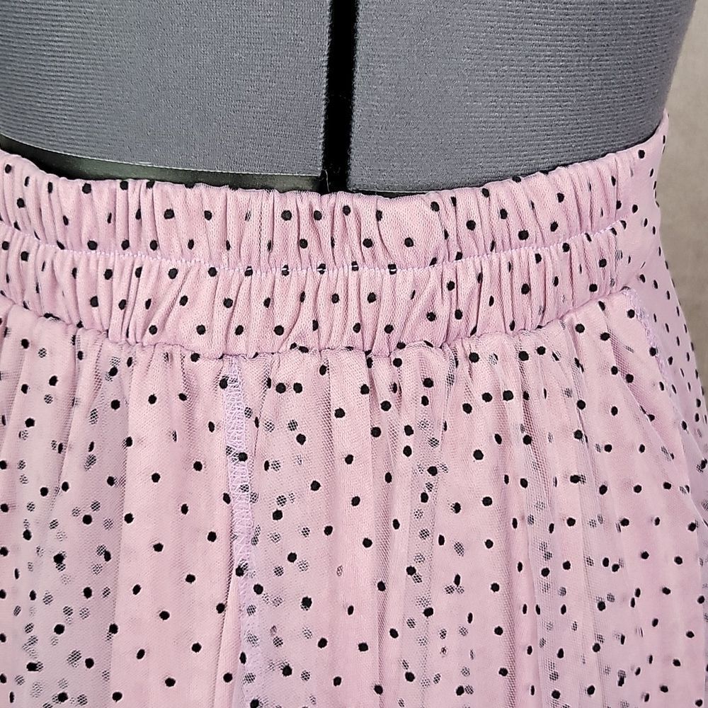 O. VIANCA Georgette Black Polka Dots on Pink‎ Maxi Skirt Small - Picture 5 of 9